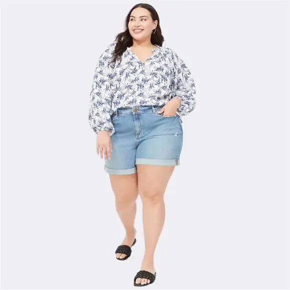 Lane Bryant Swing Popover Floral Blouse Bracelet-Sleeve Lightweight Size 14 16 - Picture 10 of 10